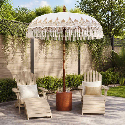 vidaXL Balinese Parasol with Base Ø 180-190 cm Cream and Brown 1