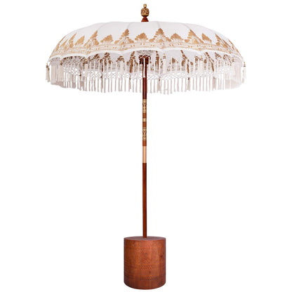 vidaXL Balinese Parasol with Base Ø 180-190 cm Cream and Brown 2