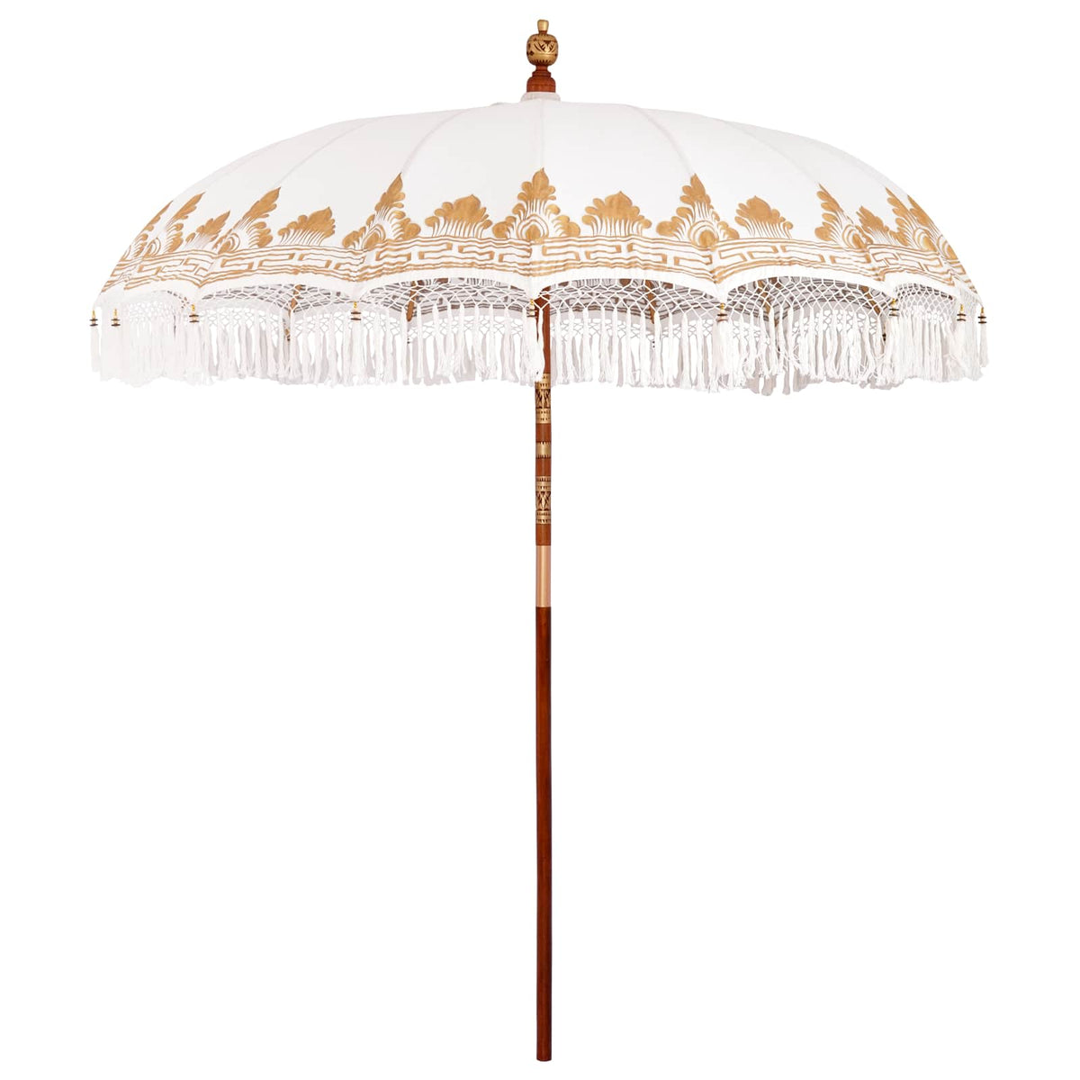 vidaXL Balinese Parasol with Base Ø 210-220 cm Cream and Brown 3