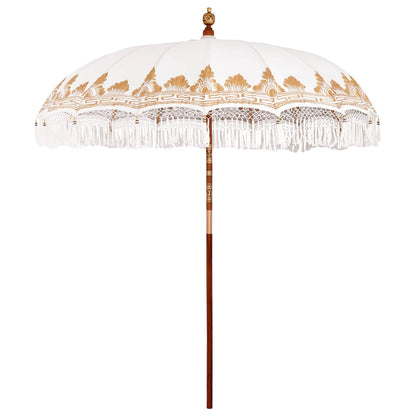 vidaXL Balinese Parasol with Base Ø 210-220 cm Cream and Brown 3