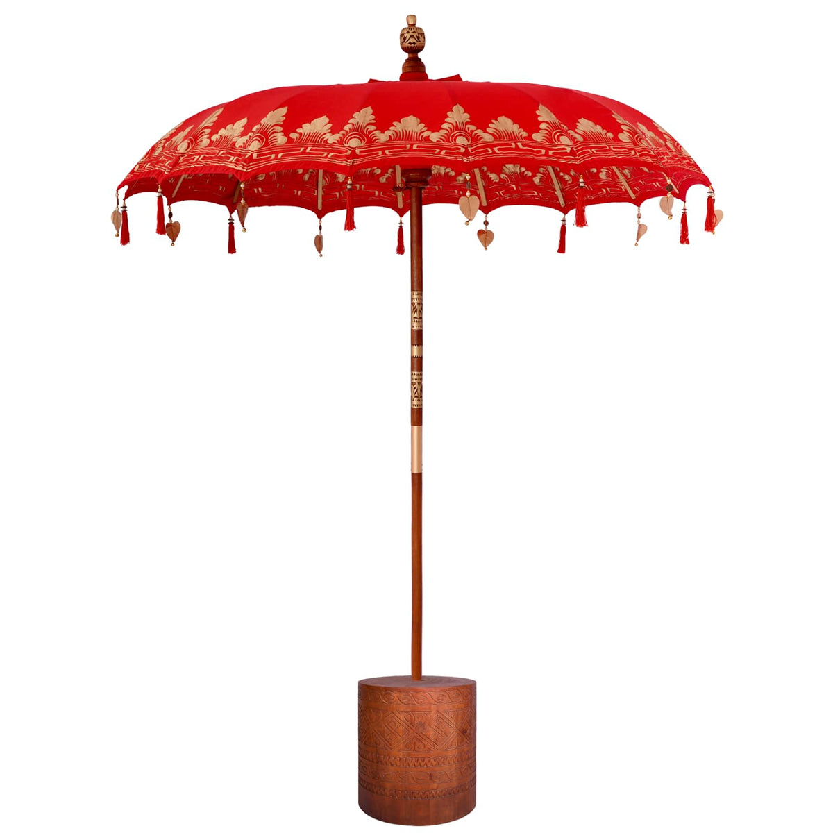 vidaXL Balinese Parasol with Base 260 190 x 190 x 295 cm Red and Brown 2