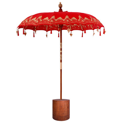 vidaXL Balinese Parasol with Base 260 190 x 190 x 295 cm Red and Brown 2