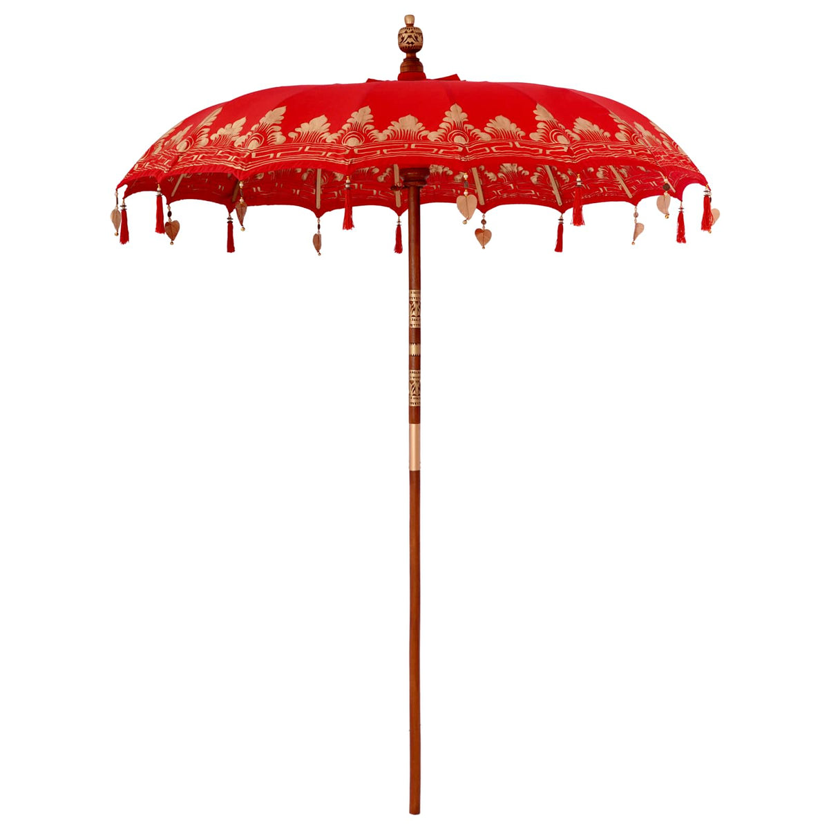 vidaXL Balinese Parasol with Base 260 190 x 190 x 295 cm Red and Brown 3