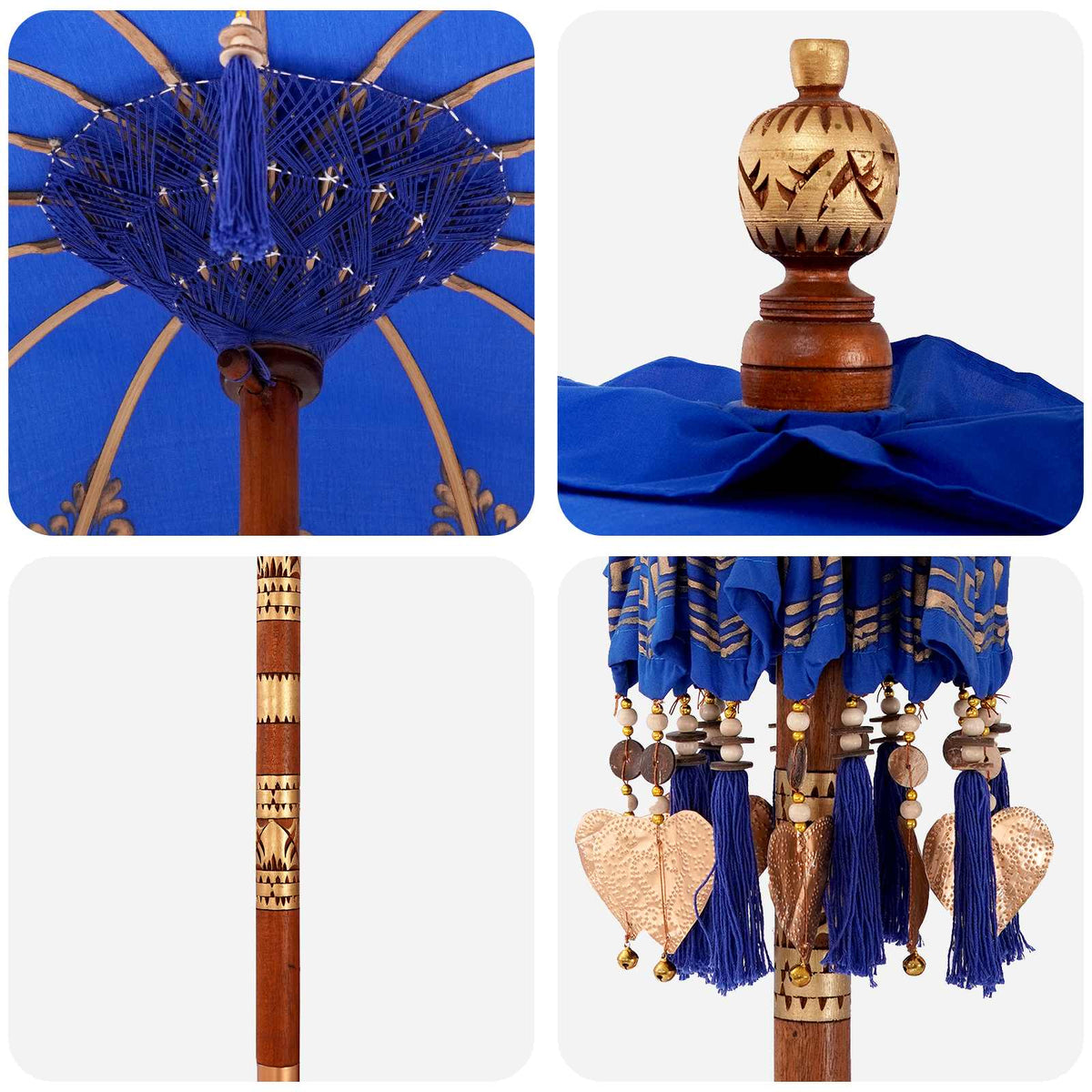 vidaXL Balinese Parasol with Base 2 pcs Blue 5