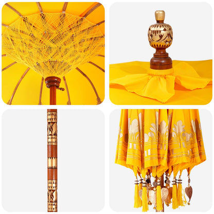 vidaXL Balinese Parasol with Base 2 pcs Yellow 5