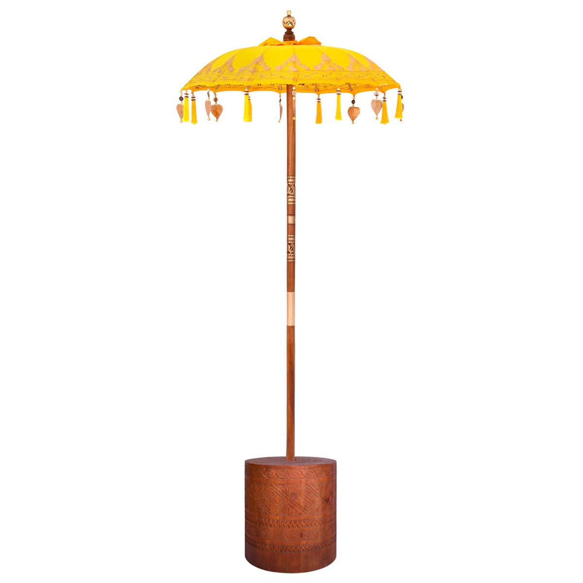 vidaXL Balinese Parasol with Base 2 pcs Yellow 2
