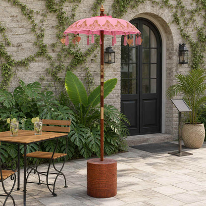 vidaXL Balinese Parasol with Base 2 pcs Pink 1