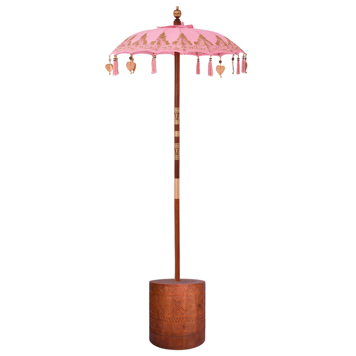 vidaXL Balinese Parasol with Base 2 pcs Pink 2