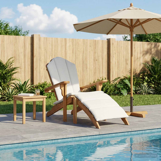 vidaXL Garden Adirondack Chair with Footrest Natural Solid Teak Wood 1
