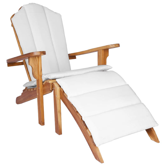 vidaXL Garden Adirondack Chair with Footrest Natural Solid Teak Wood 2