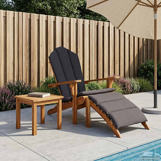vidaXL Garden Adirondack Chair with Footrest Natural Solid Teak Wood 1