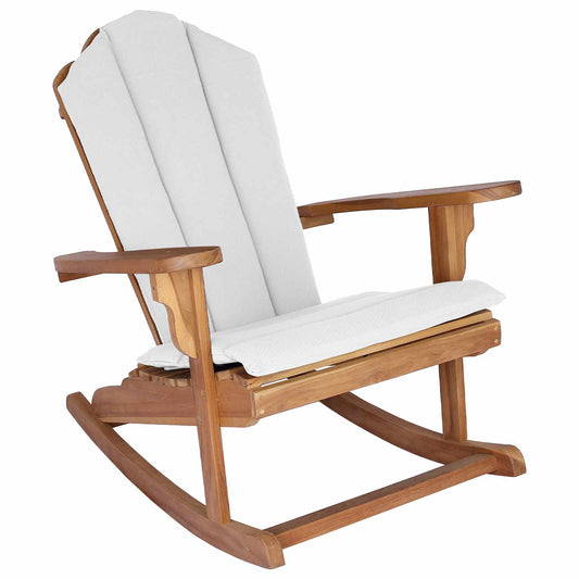 Garden Adirondack Rocking Chair Natural Solid Teak wood with cream cushion