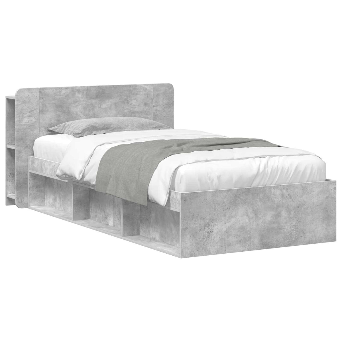 Bed Frame with Storage Length 200 cm without Centre Shelf Concrete Grey 80 cm