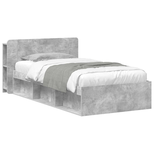 Bed Frame with Storage Length 200 cm without Centre Shelf Concrete Grey 80 cm