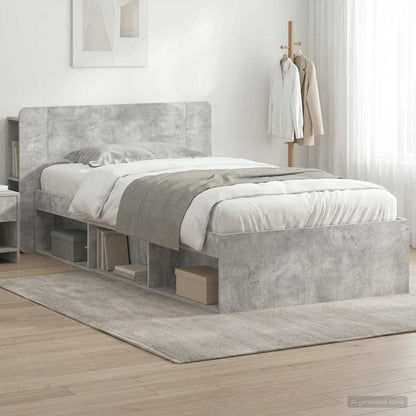 Bed Frame with Storage Length 200 cm without Centre Shelf Concrete Grey 100 cm