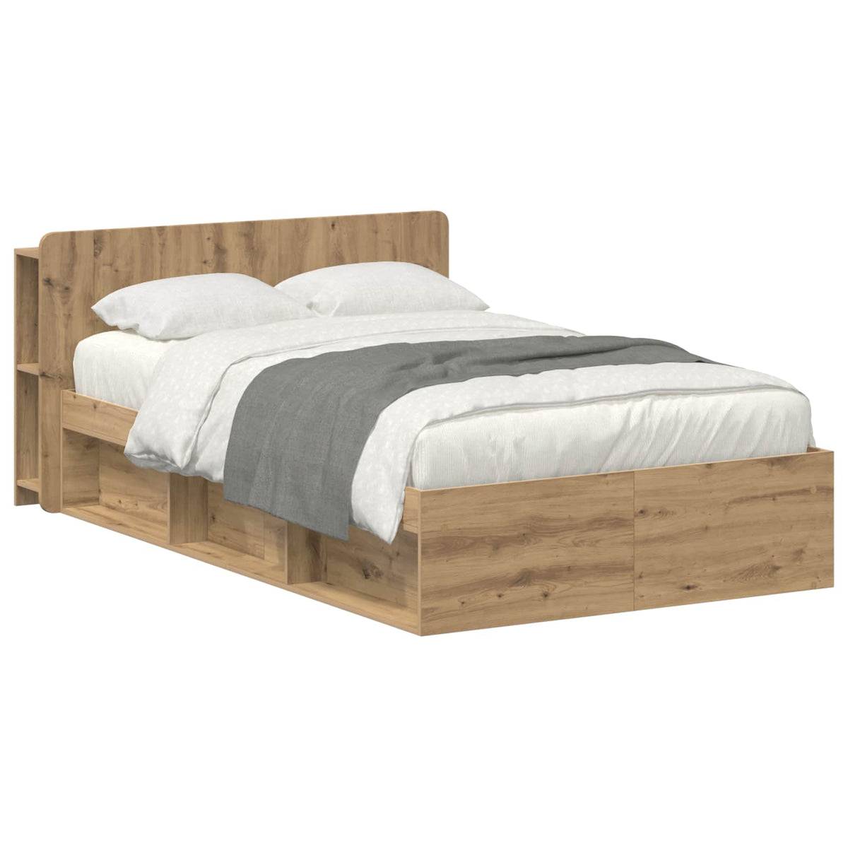 vidaXL Bed Frame with Storage Artisan Oak 120 x 190 cm Engineered Wood 2
