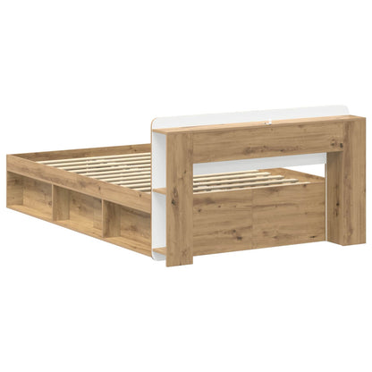 vidaXL Bed Frame with Storage Artisan Oak 120 x 190 cm Engineered Wood 5