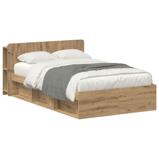 vidaXL Bed Frame with Storage Artisan Oak 120 x 200 cm Engineered Wood 2
