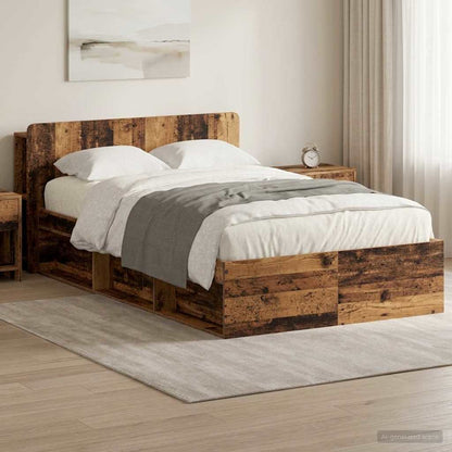 vidaXL Bed Frame with Storage Old Wood 120 x 200 cm Engineered Wood 1
