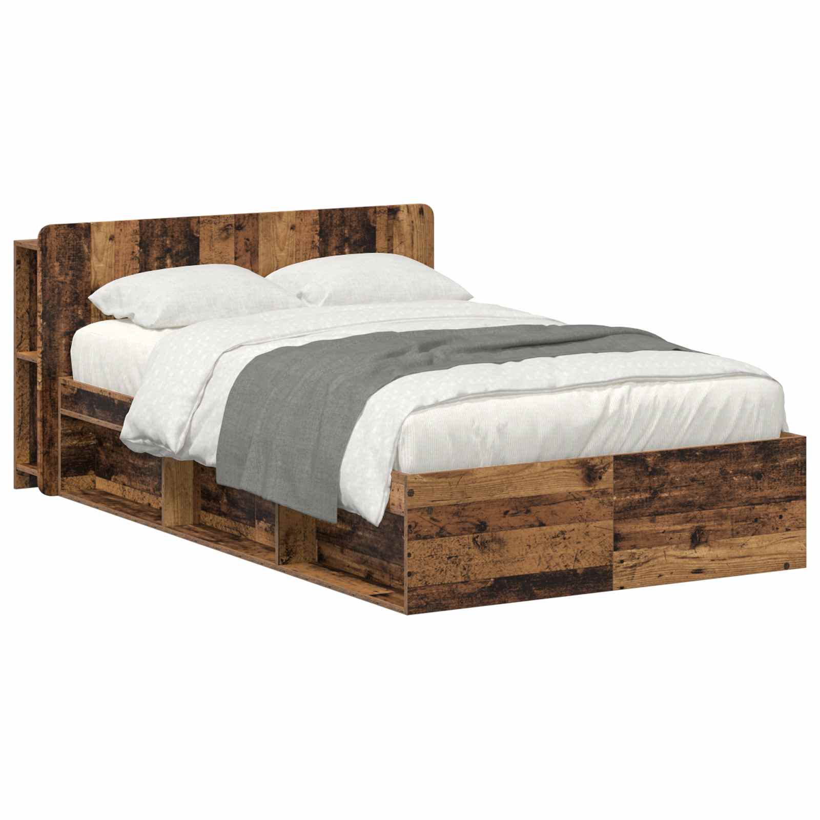 vidaXL Bed Frame with Storage Old Wood 120 x 200 cm Engineered Wood 2