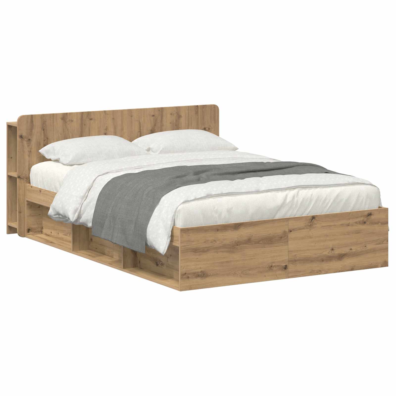 vidaXL Bed Frame with Storage Artisan Oak 135 x 190 cm Engineered Wood 2