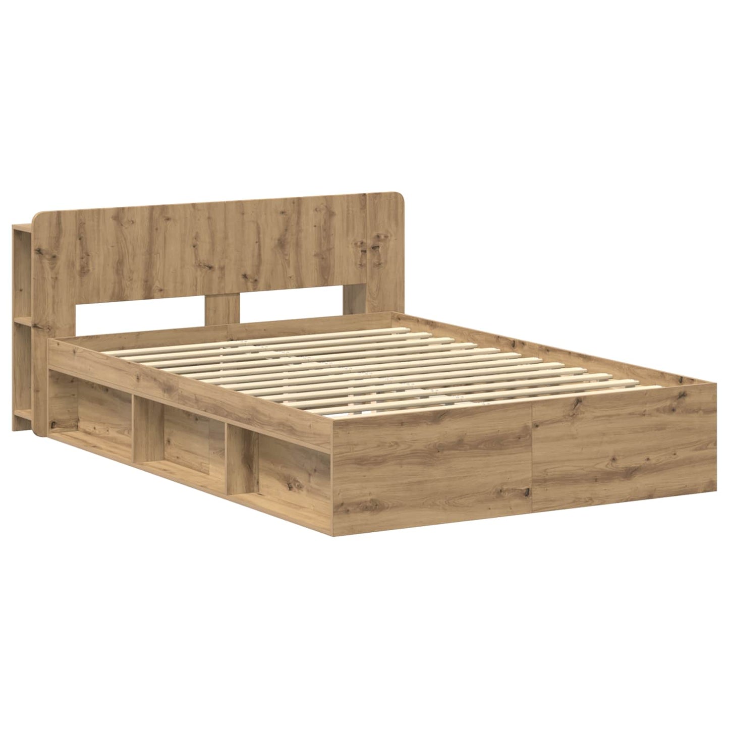 vidaXL Bed Frame with Storage Artisan Oak 135 x 190 cm Engineered Wood 3