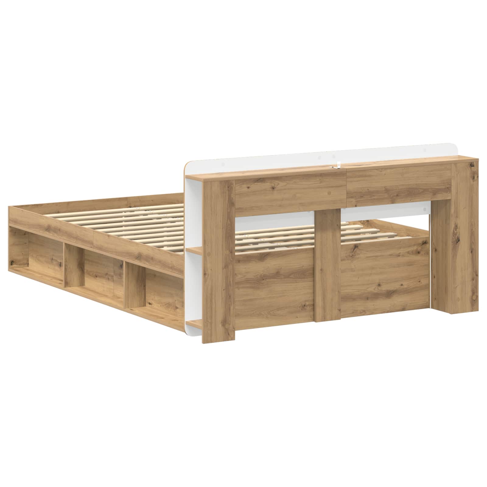vidaXL Bed Frame with Storage Artisan Oak 135 x 190 cm Engineered Wood 5