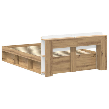 vidaXL Bed Frame with Storage Artisan Oak 135 x 190 cm Engineered Wood 5