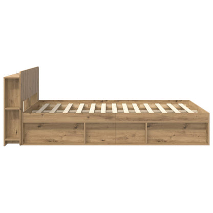 vidaXL Bed Frame with Storage Artisan Oak 135 x 190 cm Engineered Wood 4