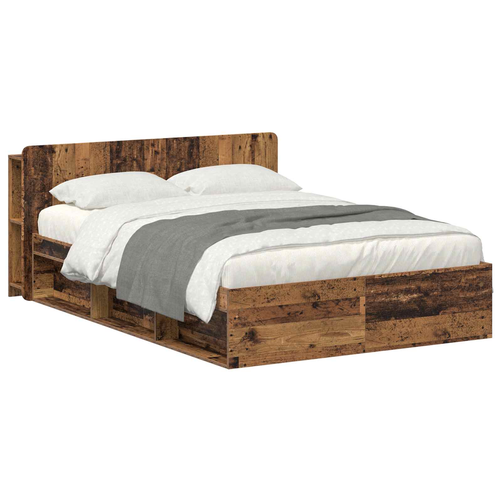 vidaXL Bed Frame with Storage Old Wood 135 x 190 cm Engineered Wood 2