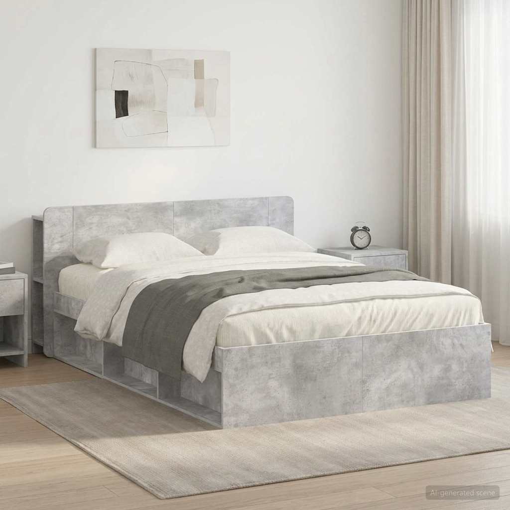 vidaXL Bed Frame with Storage 140 x 190 cm Engineered Wood without Centre Shelf
