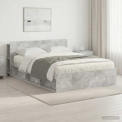 vidaXL Bed Frame with Storage Concrete Grey 140 x 200 cm 1