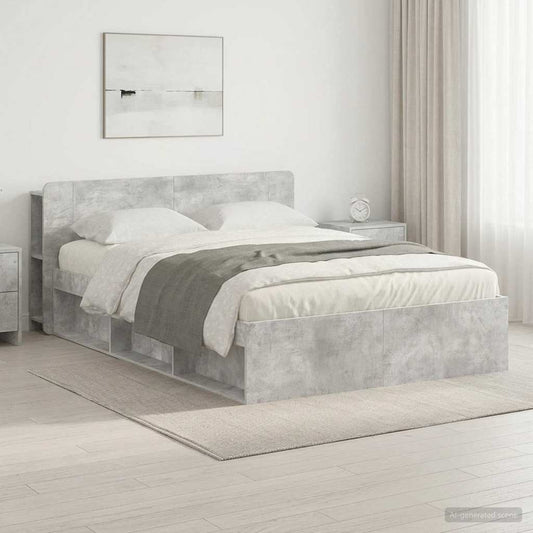 vidaXL Bed Frame with Storage Concrete Grey 140 x 200 cm 1