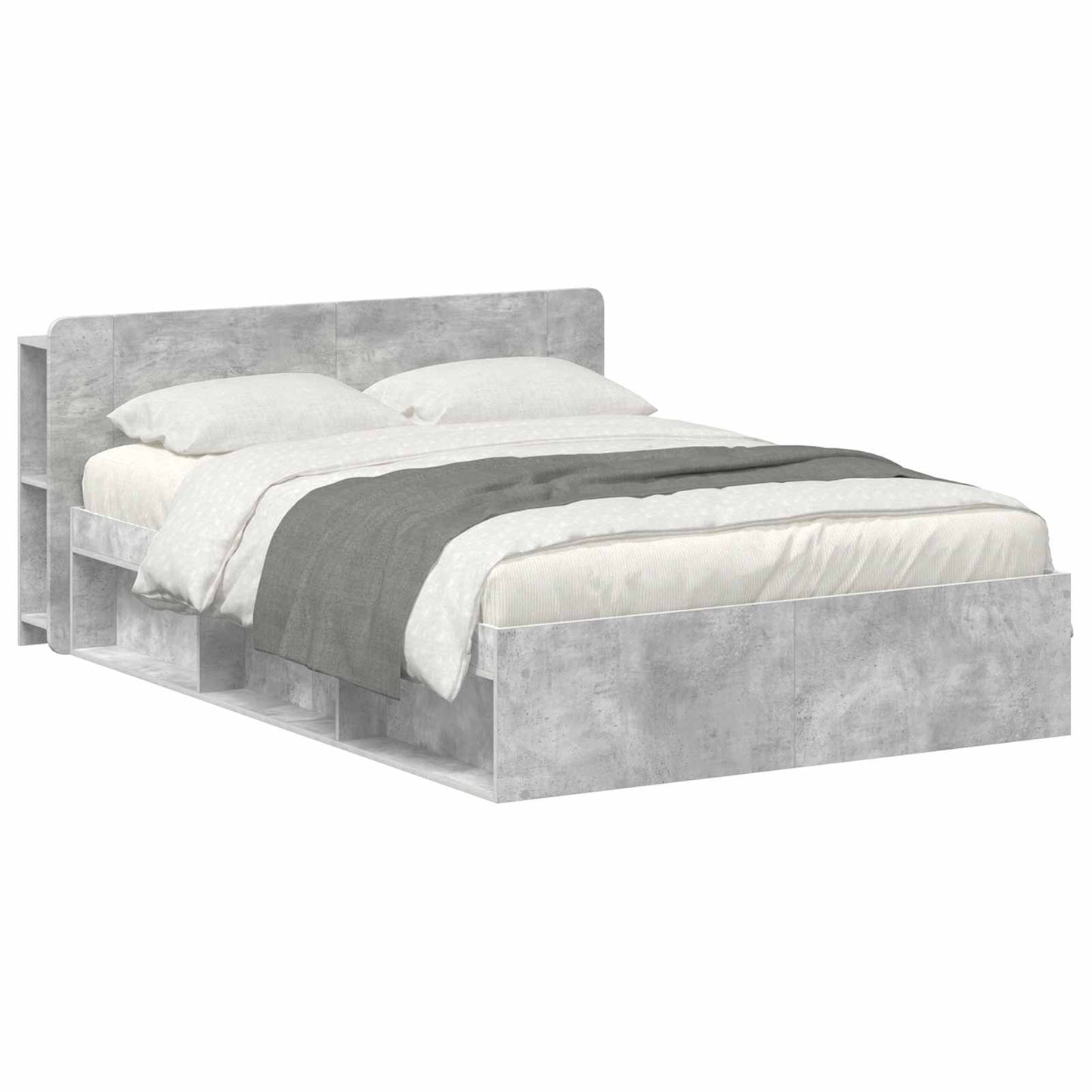 vidaXL Bed Frame with Storage Concrete Grey 140 x 200 cm 2