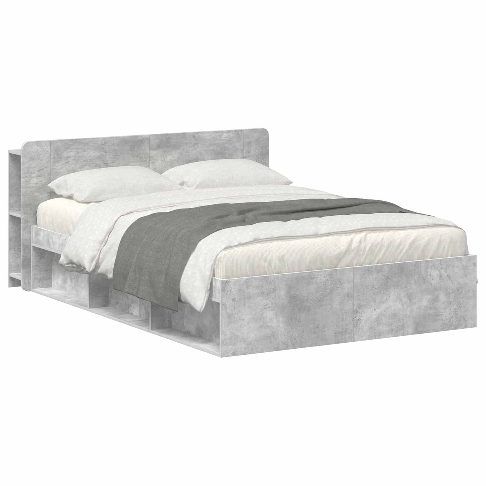 vidaXL Bed Frame with Storage Concrete Grey 140 x 200 cm 2