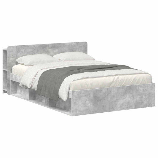 vidaXL Bed Frame with Storage Concrete Grey 140 x 200 cm 2