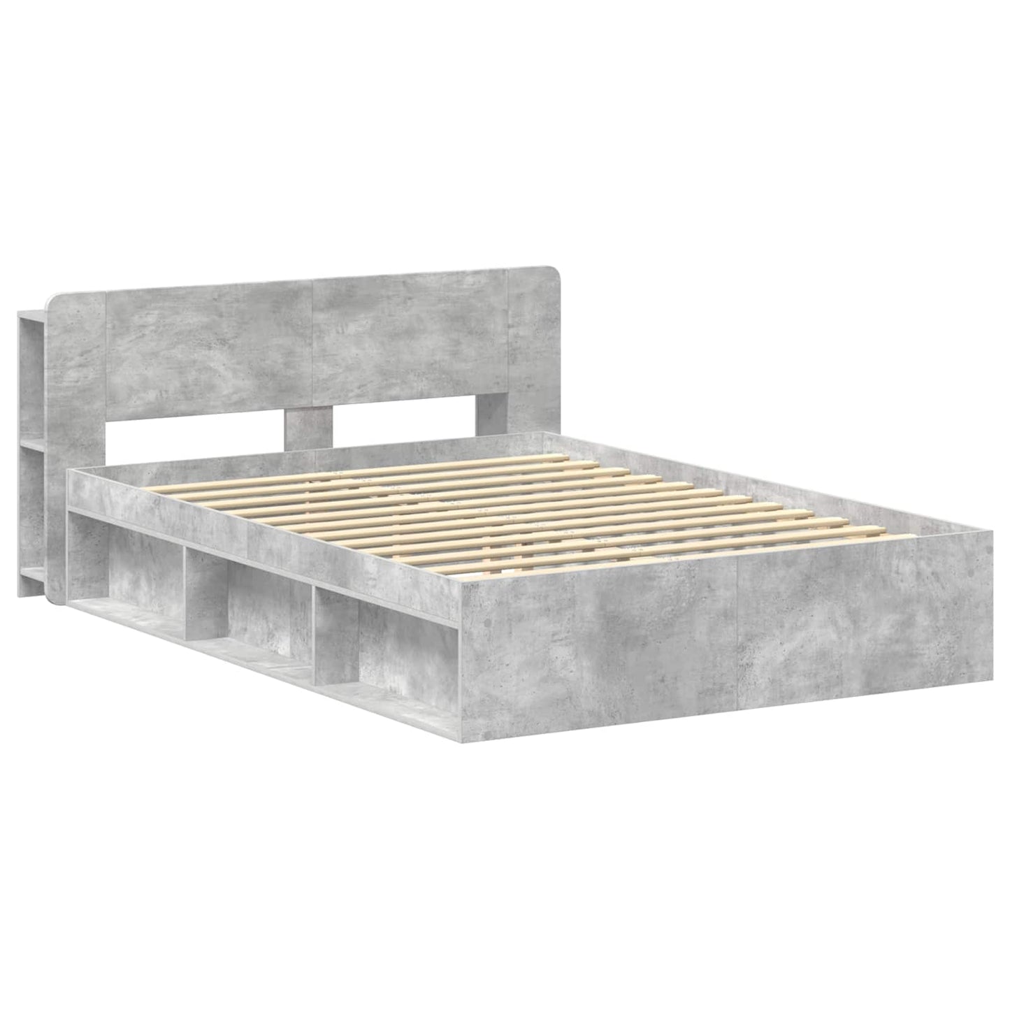 vidaXL Bed Frame with Storage Concrete Grey 140 x 200 cm 3