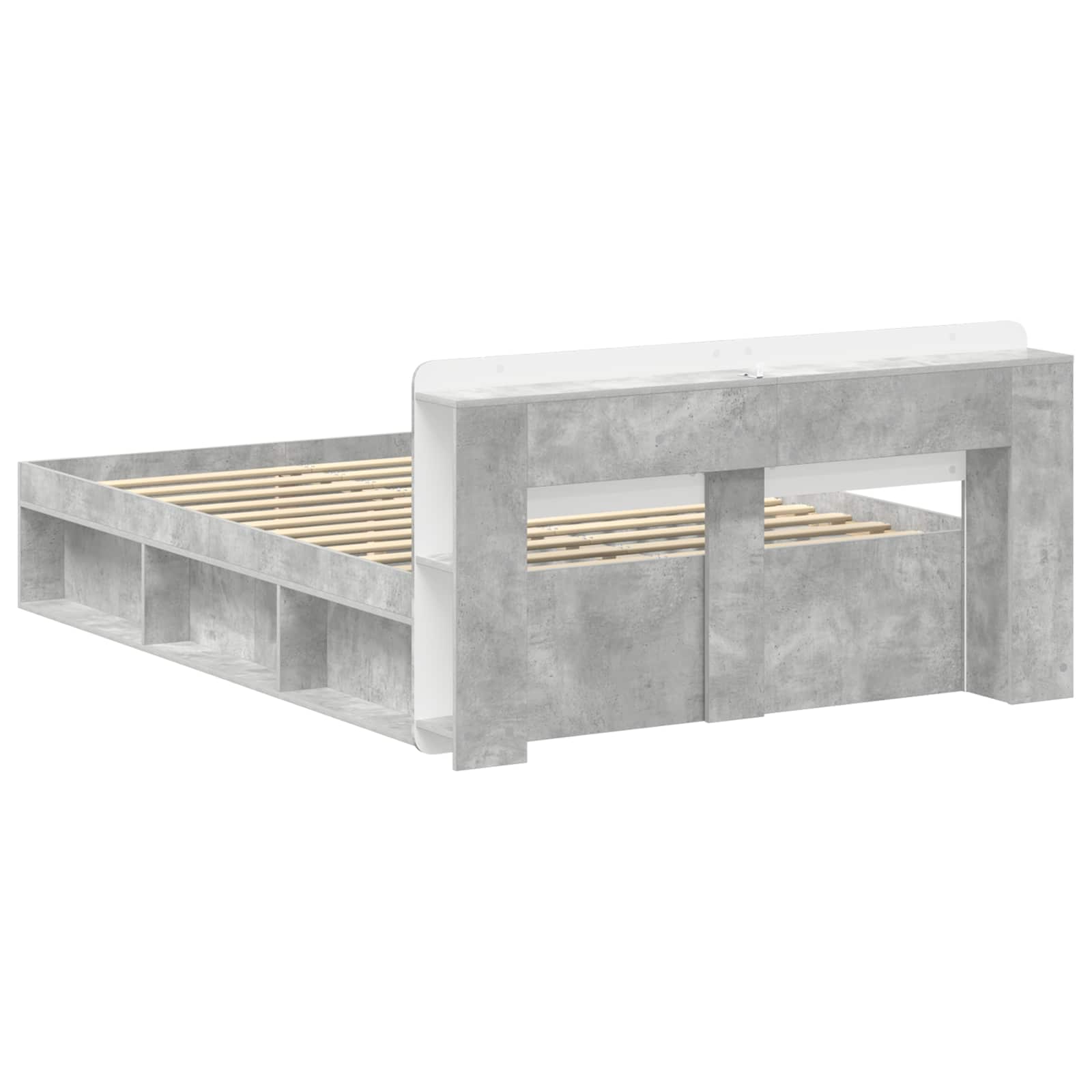 vidaXL Bed Frame with Storage Concrete Grey 140 x 200 cm 5