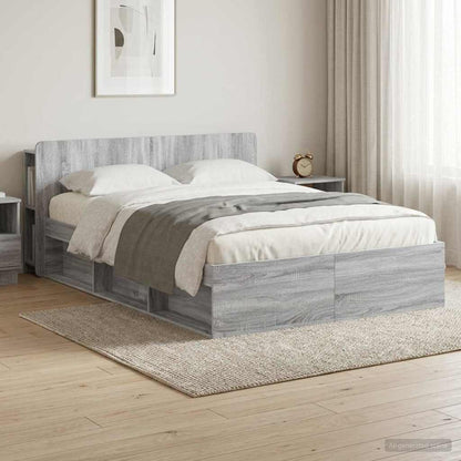 vidaXL Bed Frame with Storage Grey Sonoma 160 x 200 cm Engineered Wood 1