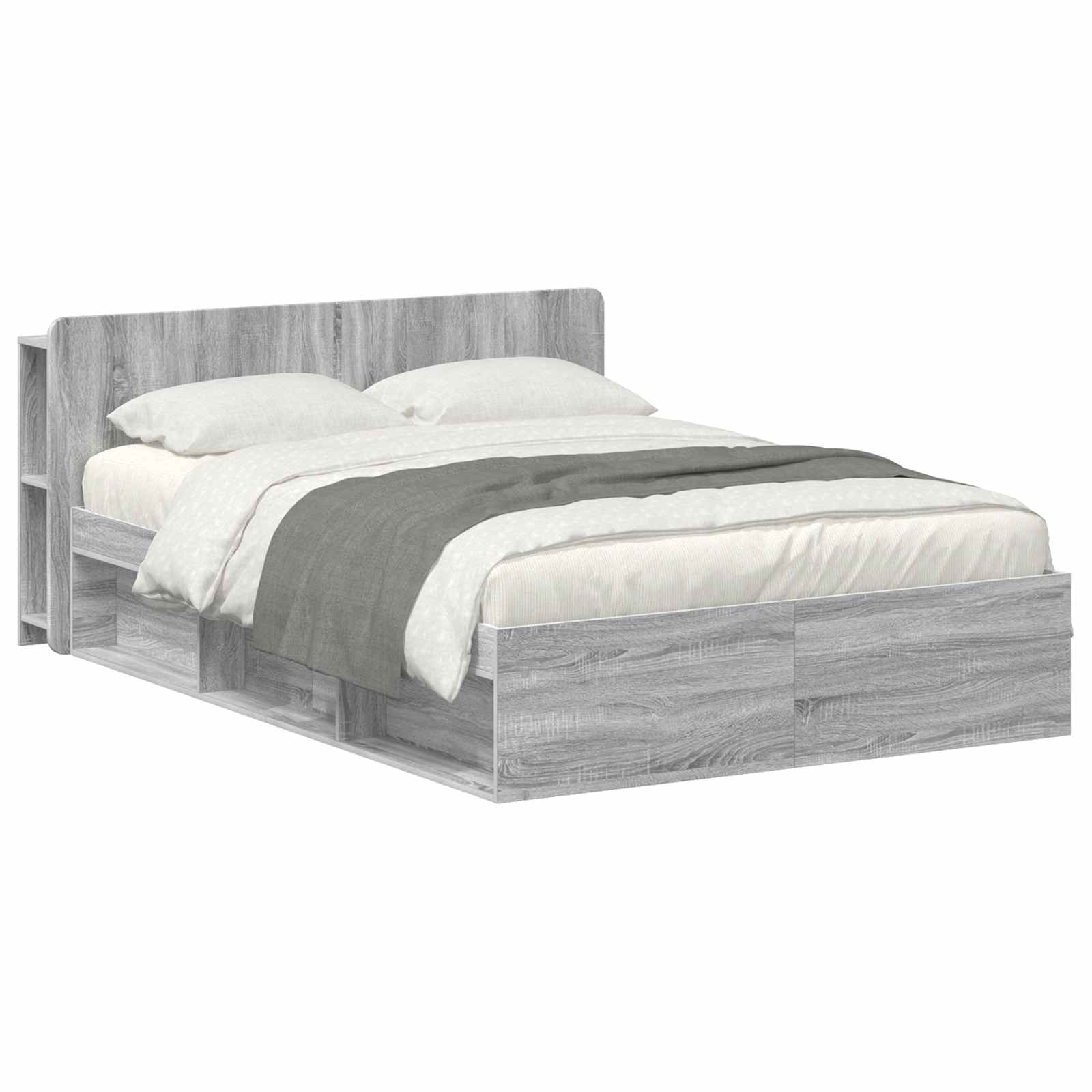 vidaXL Bed Frame with Storage Grey Sonoma 160 x 200 cm Engineered Wood 2