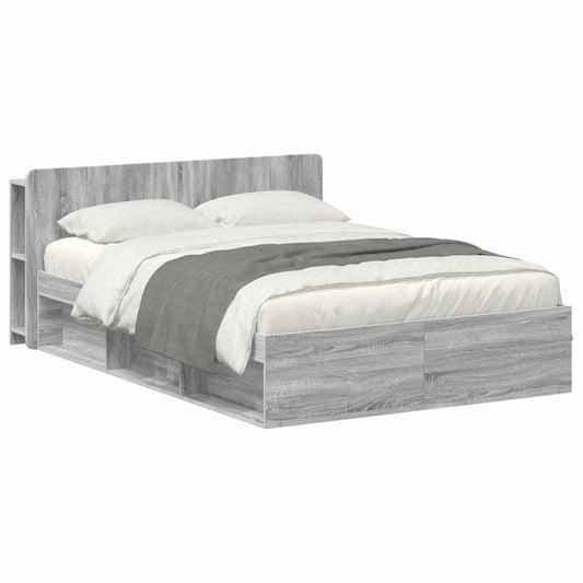 vidaXL Bed Frame with Storage Grey Sonoma 160 x 200 cm Engineered Wood 2