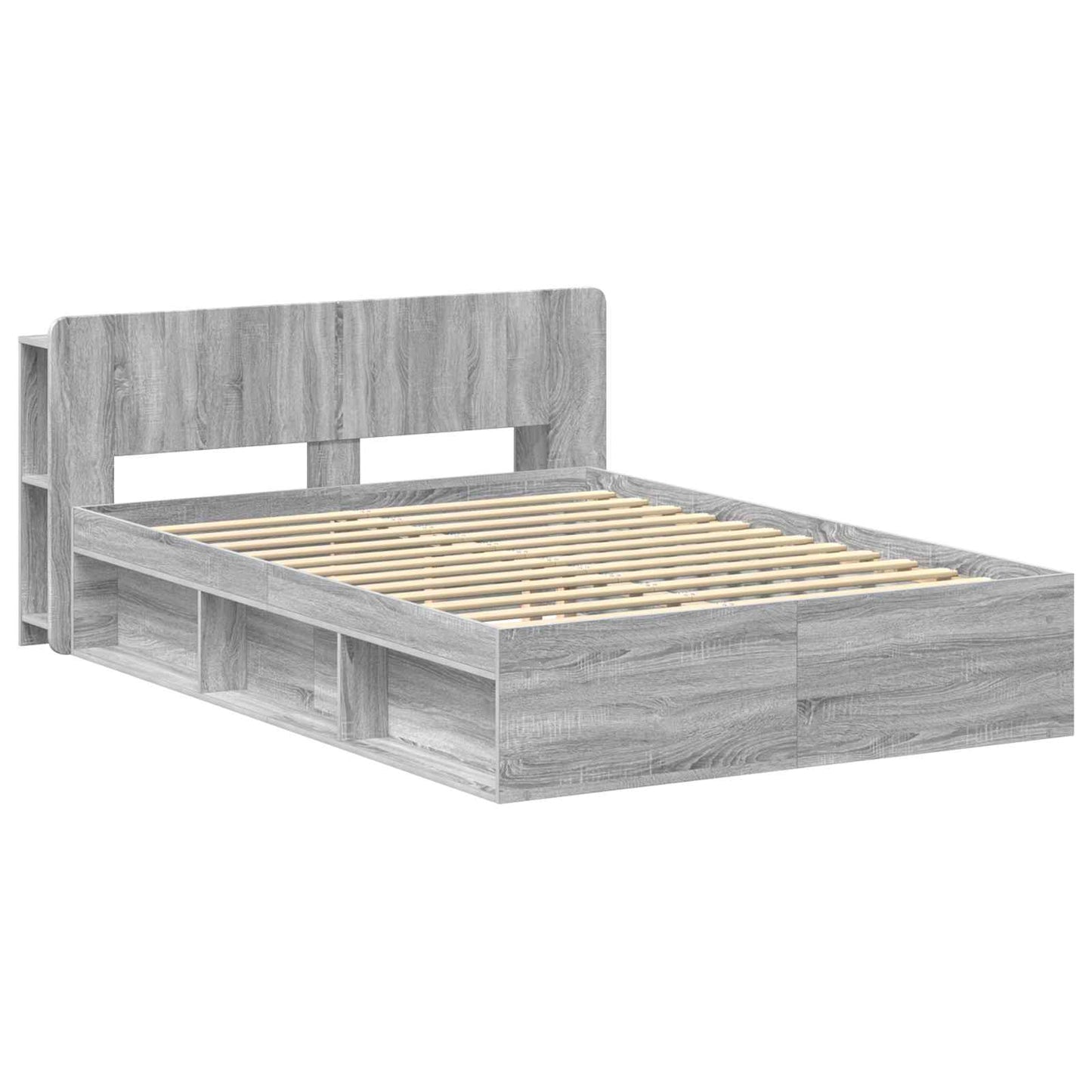 vidaXL Bed Frame with Storage Grey Sonoma 160 x 200 cm Engineered Wood 3