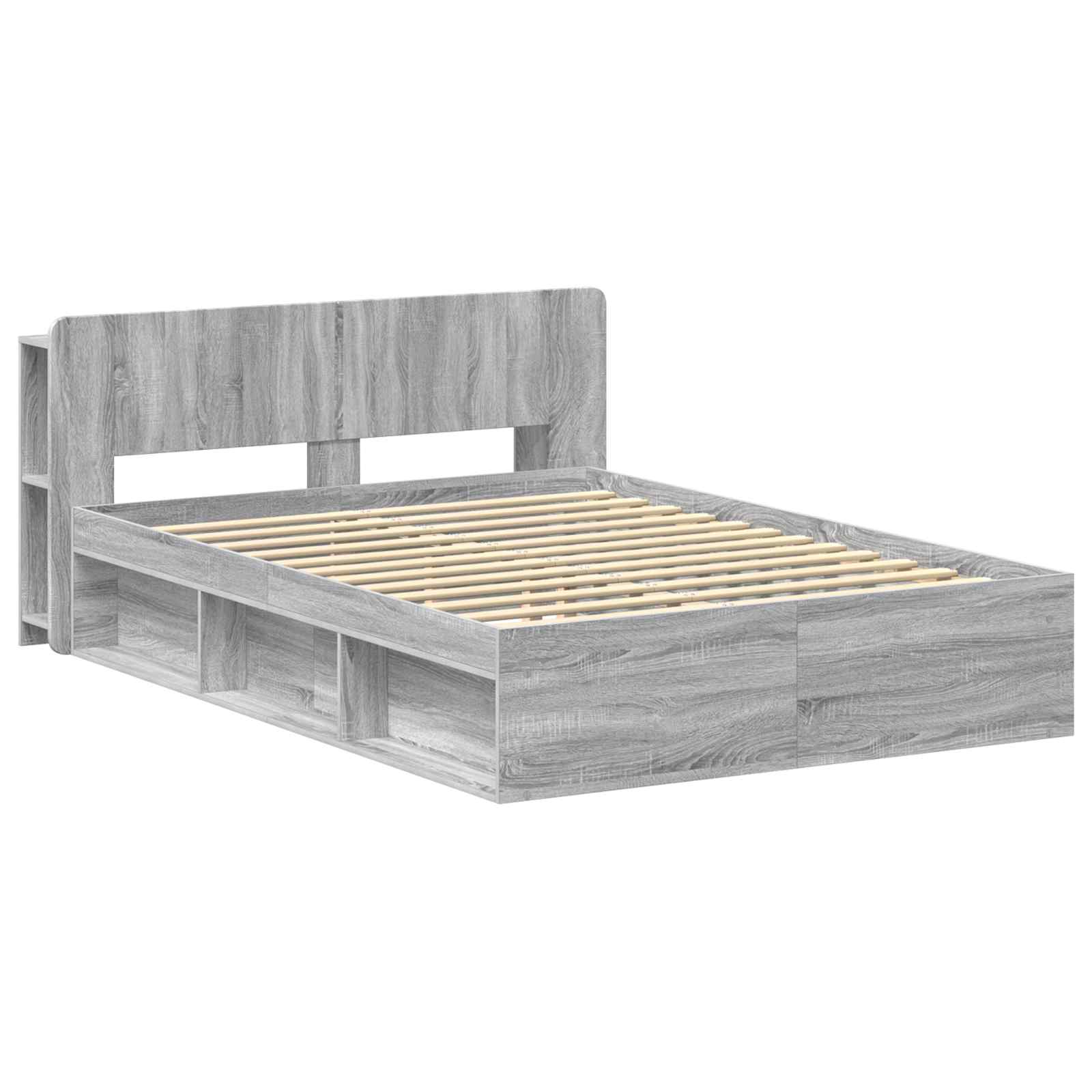 vidaXL Bed Frame with Storage Grey Sonoma 160 x 200 cm Engineered Wood 3