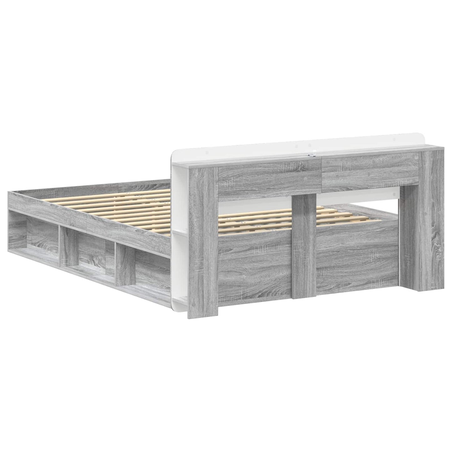 vidaXL Bed Frame with Storage Grey Sonoma 160 x 200 cm Engineered Wood 5