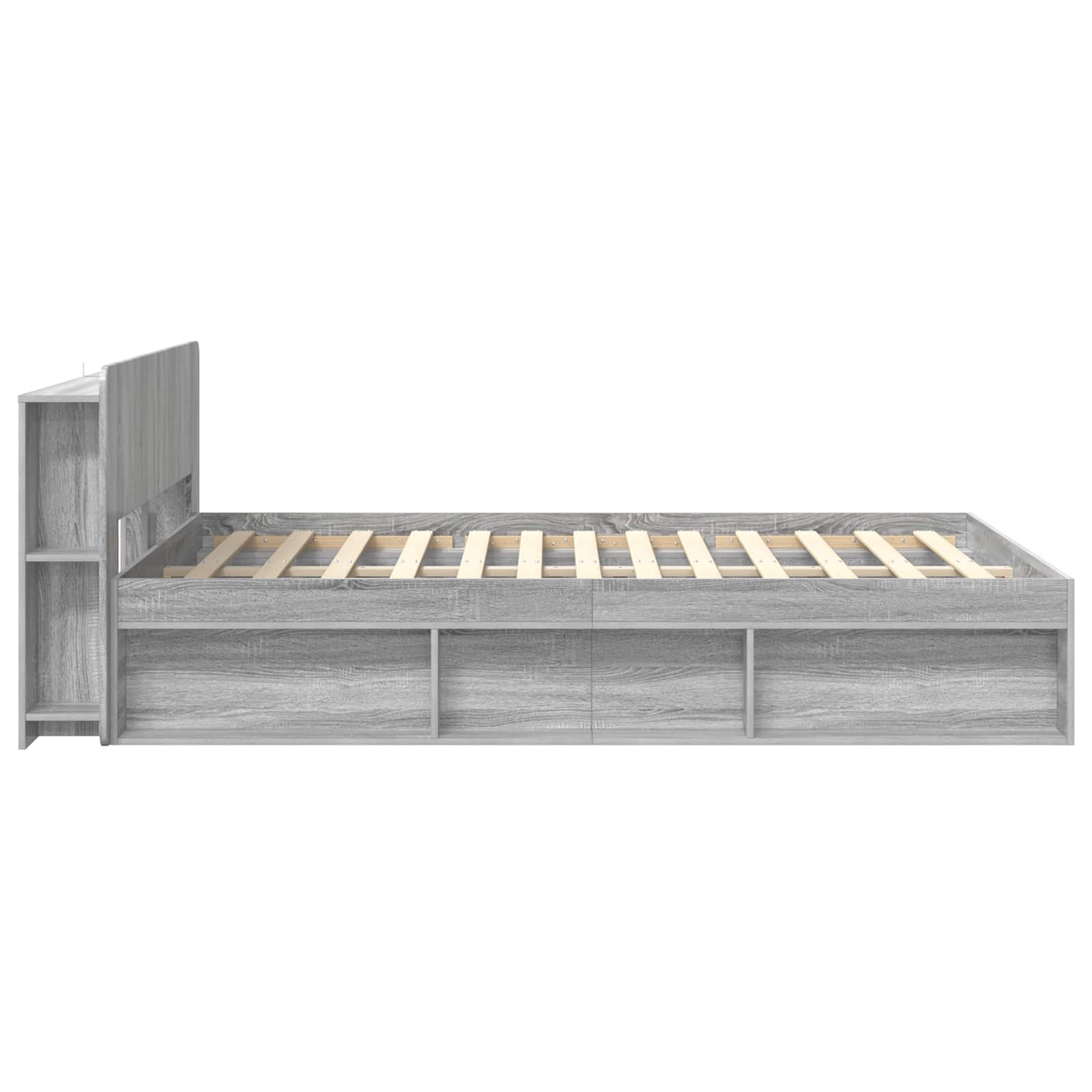 vidaXL Bed Frame with Storage Grey Sonoma 160 x 200 cm Engineered Wood 4