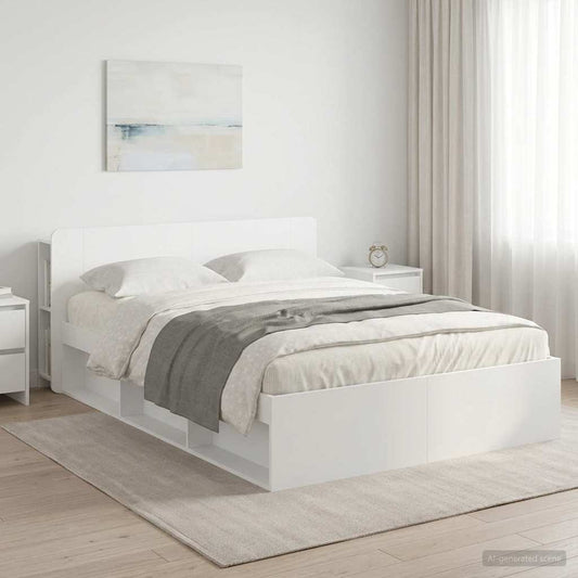 vidaXL Bed Frame with Storage White 160 x 200 cm Engineered Wood 1