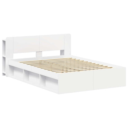 Bed Frame with Storage Engineered Wood Length 200 cm without Centre Shelf White 160 cm