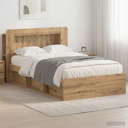 vidaXL Bed Frame with Storage Artisan Oak 120 x 190 cm Engineered Wood 1