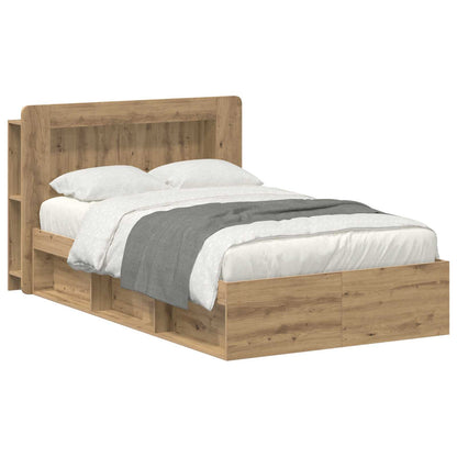vidaXL Bed Frame with Storage Artisan Oak 120 x 190 cm Engineered Wood 2