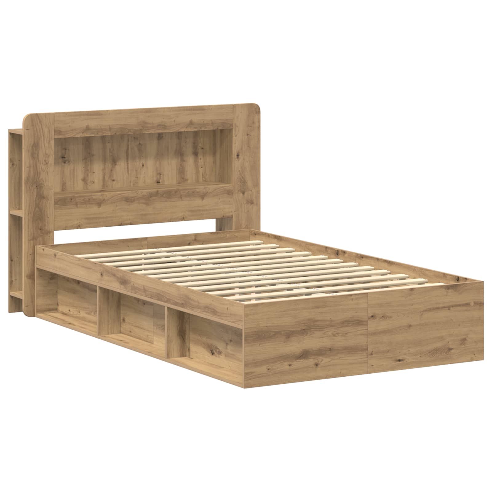 vidaXL Bed Frame with Storage Artisan Oak 120 x 190 cm Engineered Wood 3
